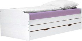 Pat extensibil FLOPY 90x200, alb, lemn, cu somiera