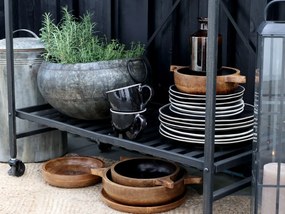 Carucior pliabil din metal, negru antichizat, H83.5/L84/W46 cm