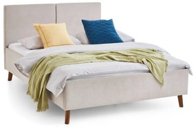 Pat matrimonial bej tapițat cu somieră 140x200 cm Piano – Meise Möbel