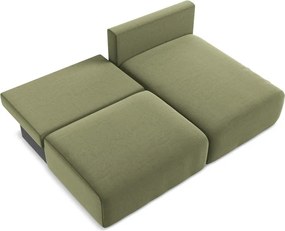 Colțar verde extensibil/cu spațiu de depozitare cu tapițerie din catifea (cu colț pe partea dreaptă/cu șezlong) Kalena – Makamii