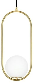 Lustra design miminalist, Metal auriu, Glob Sticla, AURELIA 50