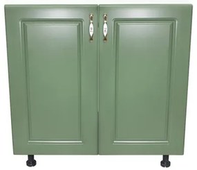 Corp inferior cu 2 usi 80 cm Zebra, Alba/MDF Verde, fara blat 80 x 82 x 50