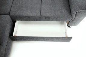 Colţar extensibil, material textil gri, model dreapta, SANTIAGO