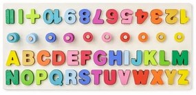 Tablă didactică Woody, cu numărătoare, litere șicifre, 51 x 4 x 23,5 cm