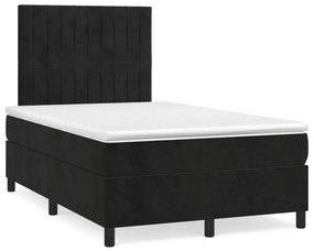 3143135 vidaXL Pat box spring cu saltea, negru, 120x200 cm, catifea