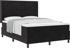 vidaXL Pat cu arcuri cu saltea cu headboard Negru 140 x 200 cm Catifea
