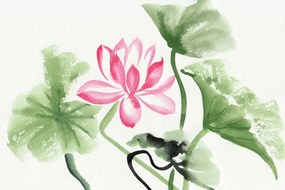 Tapet autoadeziv floare de lotus în acuarelă