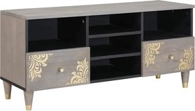 vidaXL Cabinet TV cu sertar Gri 100 x 33 x 46 cm Lemn de mango solid