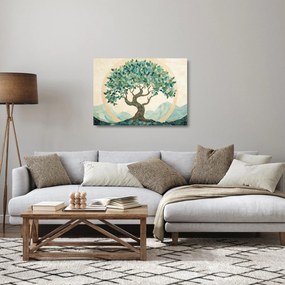 Tablou pe sticlă – Mozaic elegant cu arbore (70x50 cm)