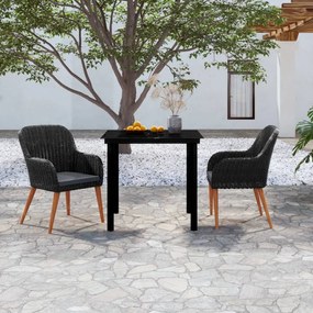3099505 vidaXL Set mobilier de grădină cu perne, 3 piese, negru