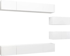 vidaXL Set dulapuri TV, 6 piese, alb, lemn prelucrat