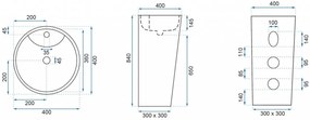 Lavoar Blanka freestanding ceramica piatră - H84 cm