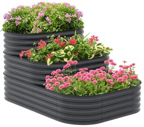 Outsunny Căsuță de grădină în formă de pătrat cu fund deschis 3 etaje pentru ierburi legume fructe flori 158 x 109 x 82 cm gri | Aosom Romania