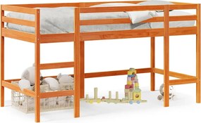 vidaXL Pat etajat copii cu scară maro ceruit 80x200 cm lemn masiv pin