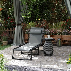 Outsunny Șezlong, șezlong pentru soare cu tapițerie și buzunar lateral, șezlong de grădină, șezlong pentru piscină, șezlong tapițat, Gri | Aosom Romania