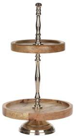 Platou Silver Mango din lemn si metal 36 cm