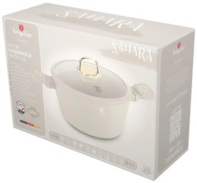 Oală cu capac 24 cm, 4.1L – Berlinger Haus Sahara Collection BH 8071, crem, antiaderentă cu titan, pentru supe și tocane