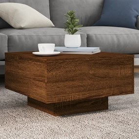 vidaXL Măsuță de cafea cu lumini LED, stejar maro, 55x55x31 cm
