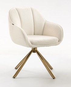 HR2055 BAZĂ STEA Scaun Crem din Boucle cu Bază Aurie