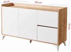 Comodă Tuvantille 32 (Stejar safir + alb). 1127520