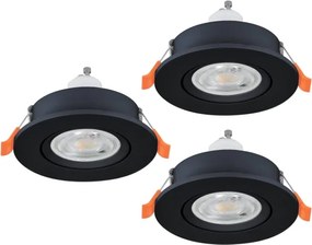 Eglo 902251 - Set 3x spoturi LED BARRANCO pentru baie, 1xGU10/4,5W/230V, IP44, negru