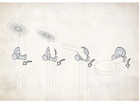 Racord unghiular pentru furtun de dus cu suport crom, Cascada, Deante Crom lucios