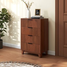 HOMCOM Comodă 4 sertare mobilier de depozitare vintage cu mânere din metal, 60 x 36 x 90 cm, efect lemn maro | Aosom Romania