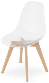 Scaun transparent KITO cu picioare din lemn de fag