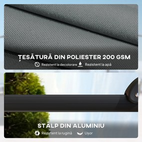 Outsunny Umbrelă de grădină suspendată, 2,4x2,4m, gri | Aosom Romania
