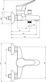 Joko Baterie pentru cadă, montare pe perete - ECO-cartuș Finisaj: Crom BOJE010M