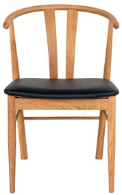 Scaun de dining Artenara, stejar cu scaun PU, natural/negru