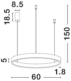 Lustra LED design circular cu iluminat sus si jos ELOWEN negru, diametru 60cm