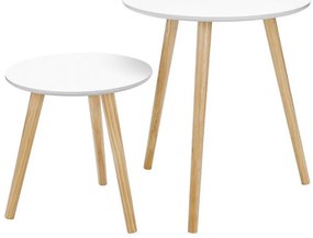Set de 2 măsuțe laterale SERA, alb/maro