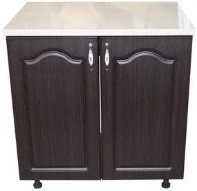 Masca pentru chiuveta cu 2 usi 80 cm Zebra, Wenge/MDF Wenge Mustata, cu blat Travertin, 80 x 85 x 60 cm