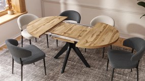 Mazzoni RENZO Stejar Wotan/picior negru - MASĂ ROTUNDĂ Ø110 EXTENSIBILĂ PÂNĂ LA 180 cm | PENTRU BUCĂTĂRIE SUFRAGERIE LIVING RETRO