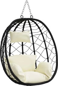 vidaXL Scaun suspendat ou Manual Alb crem 91,5 x 60 x 110 cm poliratan