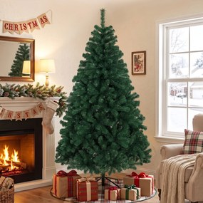 HOMCOM Brad Artificial de Crăciun 180 cm cu 700 Ramuri Ignifuge, Bază din Oțel,100x100x180 cm, Verde | Aosom Romania