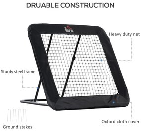 HOMCOM Rebounder Pliabil și Reglabil pentru Fotbal, Baseball și Volei, Plasă de Fotbal, 128x118x108-120 cm, Negru | Aosom Romania