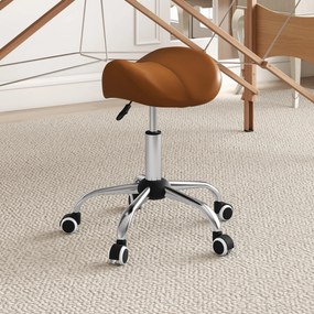 HOMCOM Scaun de Lucru Tip Șa cu Roți și Înălțime Reglabilă pentru Saloane de Coafură și Studiouri de Tatuaje, 52x53x49-61 cm, Maro | Aosom Romania