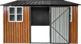 Şopron de grădină din tablă metalică, maro/antracit, 3,6x3,1x2,5 m, GABKO