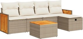 vidaXL Set canapele de grădină cu perne, 6 piese, bej, poliratan