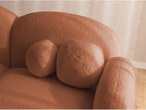 Colțar teracotă cu tapițerie din țesătură bouclé (cu colț pe partea dreaptă/cu șezlong) Orbit – Ropez