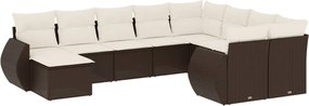 vidaXL Set canapele de grădină cu perne, 10 piese, maro, poliratan