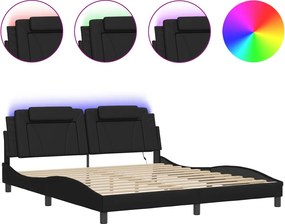 vidaXL Cadru de pat, Viana, cu LED fără saltea, negru, 180x200 cm