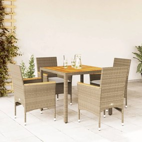 vidaXL Set mobilier grădină cu perne 5 piese bej poliratan/lemn acacia