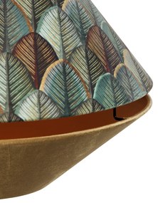 Lampă pandantiv neagră cu abajur dublu din catifea, design frunze și bej - Combi 1