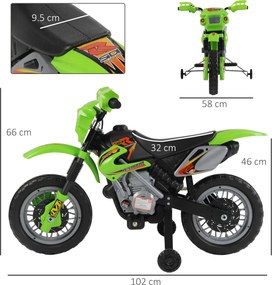 HOMCOM Motocicletă Electrică pentru Copii cu Role, 102×58×66 cm, Verde | Aosom Romania
