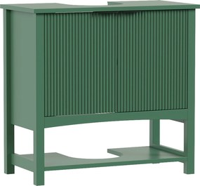 HOMCOM Dulap Sub Lavoar cu 2 Uși, Raft Deschis și Design Modern, 65x32x62 cm, Verde | Aosom Romania