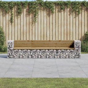 3196253 vidaXL Bancă grădină design gabion, 287x71x65,5 cm, lemn pin impregnat