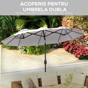 Outsunny Umbrelă Dublă de Grădină, Copertină Ventilată, 12 Nervuri, 295x152x222cm, Alb | Aosom Romania